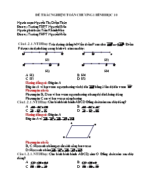 Đề trắc nghiệm Toán chương 1 - Hình học 10